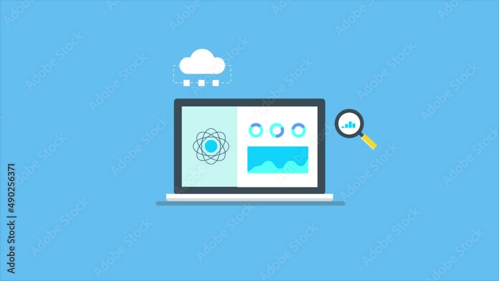 Wall mural data science, big data analytics, cloud database statistics, visual information on screen, digital b