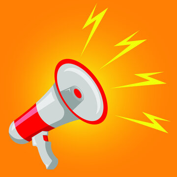 Simple Flat Red Speaker Toa Megaphone Illustration Design on Yellow Background Template Vector