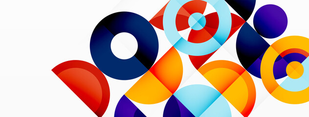 Obraz premium Colorful circle abstract background. Minimal geometric template for wallpaper, banner, presentation
