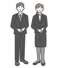 葬儀スタッフのベクターイラスト素材／葬式／お葬式／フォーマルウェア