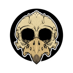 bird skeleton skull head Cartoon Doodle Vector Illustration Character