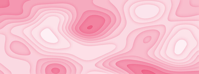 Banner with slime abstract background. Pink paper cut banner with 3D slime abstract background and pink waves layers. Rose pink background with waves. geometric shape green gradient abstract papercut.