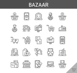 bazaar icon set, isolated outline icon in light background, perfect for website, blog, logo, graphic design, social media, UI, mobile app, EPS vector illustration