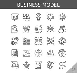 business model icon set, isolated outline icon in light background, perfect for website, blog, logo, graphic design, social media, UI, mobile app, EPS vector illustration