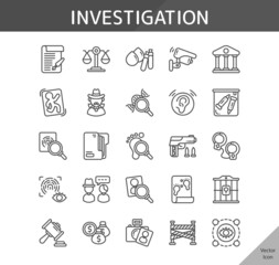 investigation icon set, isolated outline icon in light background, perfect for website, blog, logo, graphic design, social media, UI, mobile app, EPS vector illustration