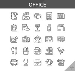 office icon set, isolated outline icon in light background, perfect for website, blog, logo, graphic design, social media, UI, mobile app, EPS vector illustration