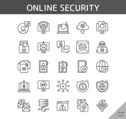 online security icon set, isolated outline icon in light background, perfect for website, blog, logo, graphic design, social media, UI, mobile app, EPS vector illustration