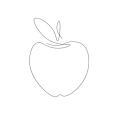 Apple fruit silhouette line drawing vector illustration