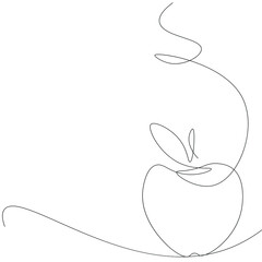 Apple fruit silhouette line drawing vector illustration