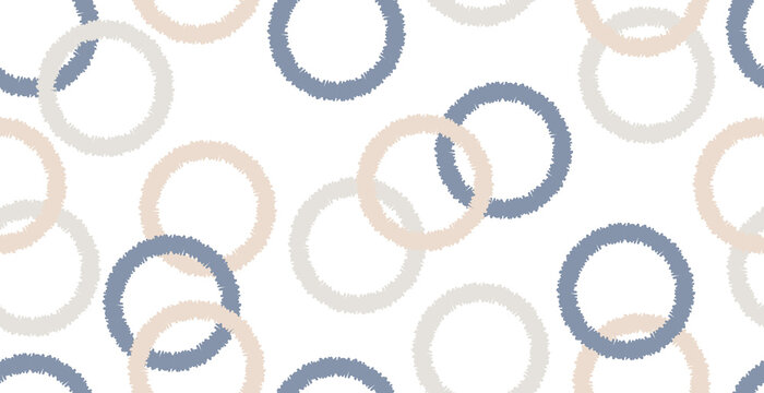 Ausgefranste Kreise nahtloses Muster in beige, grau und jeans blau f&uuml;r Druck auf Textil, Papier, Interieur, Bohemian, Boho 