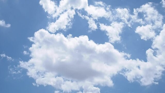 Blue sky white clouds background moving cloud,Timelapse cloud