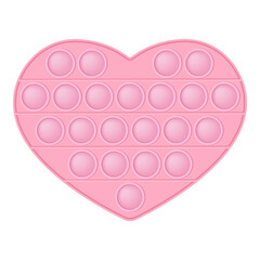 Pop it soft pink heart for a Valentines day as a fashionable silicon fidget toy. Addictive anti-stress cute toy in pastel colors. Bubble popit for kids. Vector illustration isolated on a white - obrazy, fototapety, plakaty