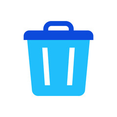 Delete trash bin icon vector graphic illustration in blue