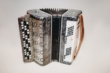 Close-up accordion on a white background 