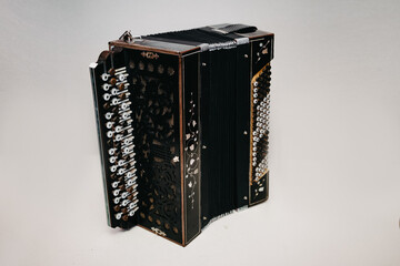 Close-up accordion on a white background 