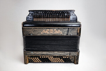 Close-up accordion on a white background 