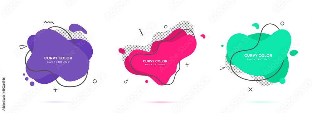 Poster modern liquid irregular amoeba blob shape abstract elements graphic flat style design fluid vector i