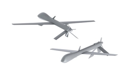 Two military spying aircrafts isolated on white background