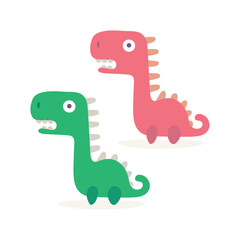 Cute dinosaur abstract illustration. Dinosaur cartoon character illustration. Part of set.