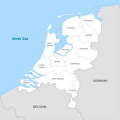 Fototapeta premium Political map of Netherlands with borders with borders of regions