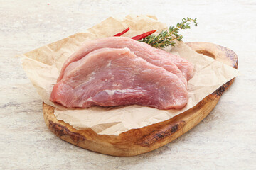 Raw pork schnitzel for roast