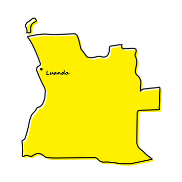 recommend clip art: Simple outline map of Angola with capital location