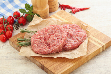 Raw pork cutlet for burger