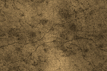 Dark brown color random cracked old concrete wall with heavy grunge texture for background