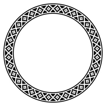 Abstract Aztec frame. Black circle frames with tribal patterns. Vector Illustration. Border template.