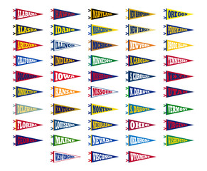 Pennant event flag design USA state. University pennant.