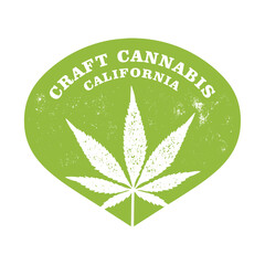 Craft cannabis logo vector. Hand craft cannabis logo