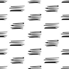 Seamless pattern with black pencil brushstrokes