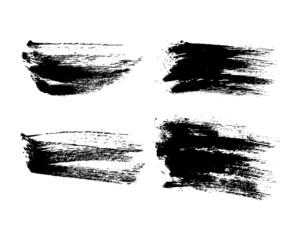 Set of black hand drawn brush strokes
