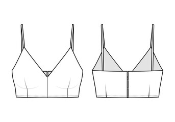 Fashion technical drawing of crop top with straps