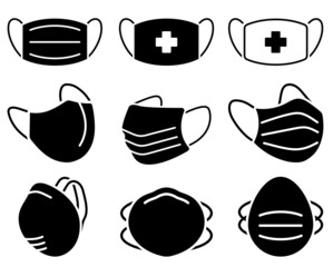 face mask, surgical mask icon set
