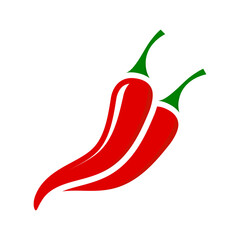 Red hot chili pepper on white background