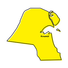 Simple outline map of Kuwait with capital location