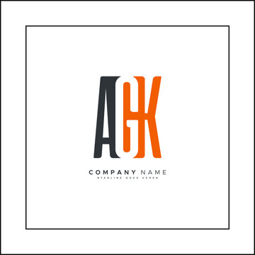 Minimal Business logo for Alphabet AGK - Initial Letter A, G and K