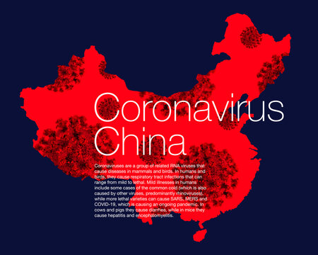 Coronavirus With China Map. COVID-19 Pandemic China Lock Down Virus Spread Across United States 3D Illustration