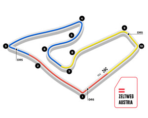 Austria grand prix race track. circuit for motorsport and autosport. Vector illustration.