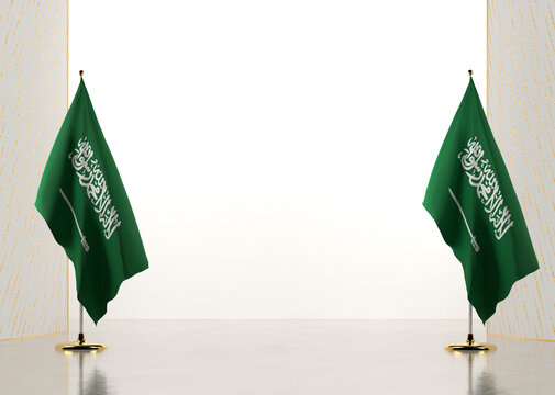 Horizontal frame and border with Saudi Arabia flag