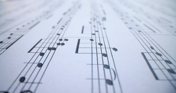 Musical notes of a piece of music closeup