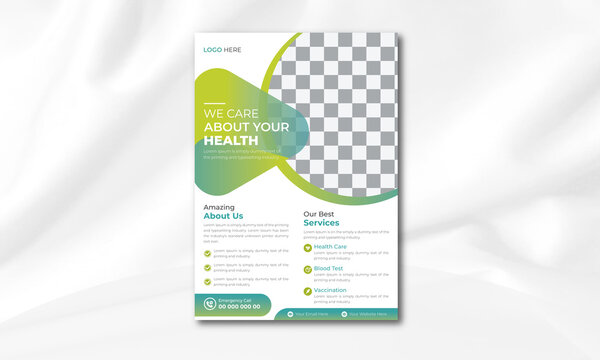 Healthcare flyer design template | Medical business promotional flyer or brochure cover design template | Trendy medical banners and posters