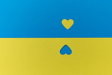 Blue and Yellow Ukrainian flag colors heart shapes