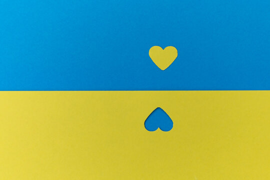 Blue And Yellow Ukrainian Flag Colors Heart Shapes