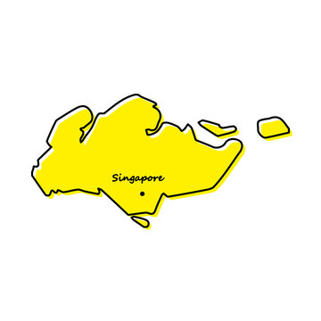 recommend clip art: Simple outline map of Singapore with capital location