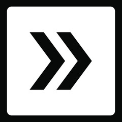 Right arrow icon. Next icon sign symbol in trendy flat style. Right arrow vector icon illustration in square isolated on black background