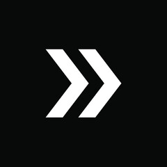 Right arrow icon. Next icon sign symbol in trendy flat style. Right arrow vector icon illustration isolated on black background