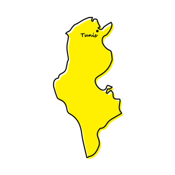 recommend clip art: Simple outline map of Tunisia with capital location