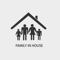 Family in house vector icon illustration sign